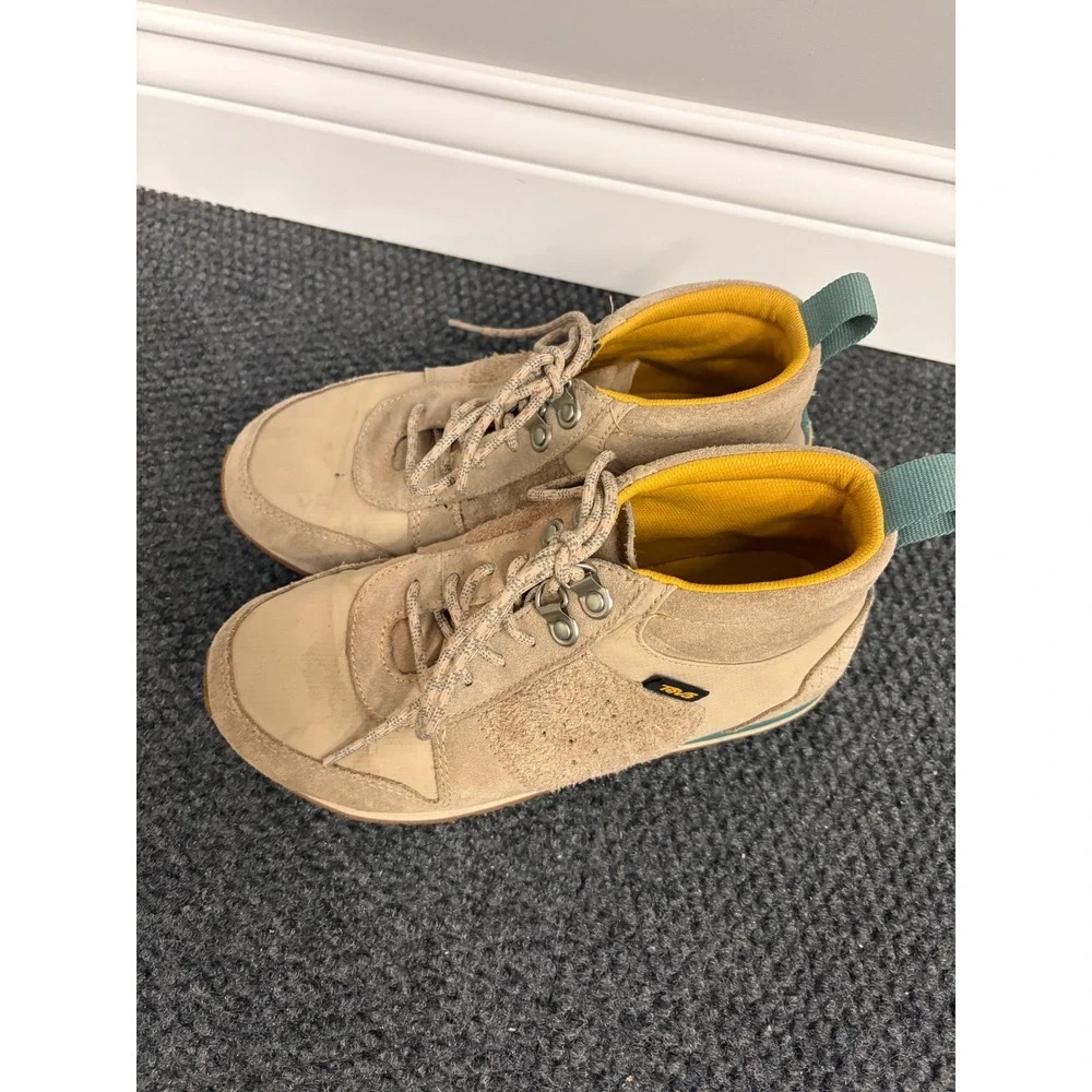 Teva Highline Suede Mid Top Hiking Sneakers Tan Yellow 1103242 Mens 7.5